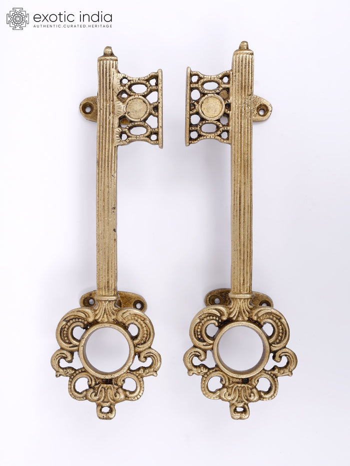 10" Key Design Brass Door Handles Pair for Home Decor