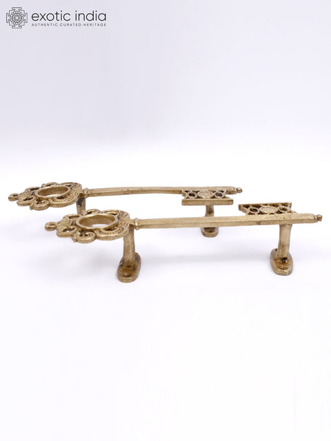 10" Key Design Brass Door Handles in Pair