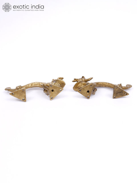 5" Pair of Dragons Brass Door Handles