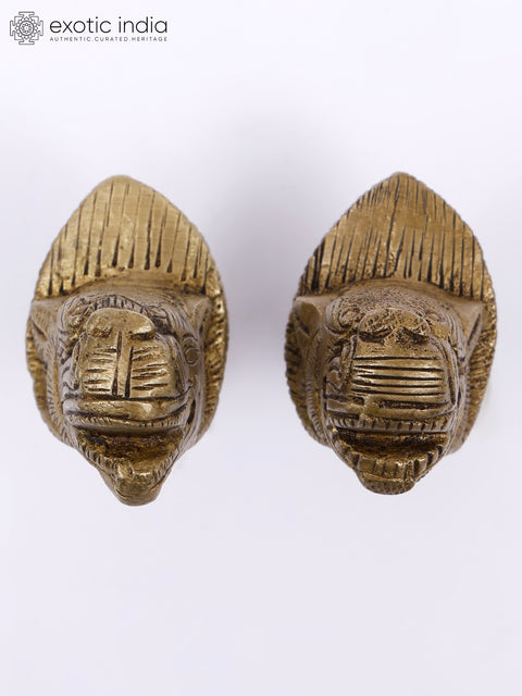 2" Lion Face Door Knobs in Pair