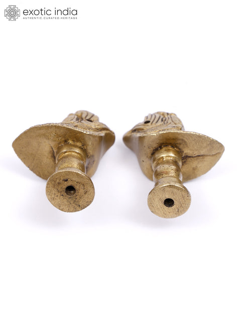 2" Lion Face Door Knobs in Pair