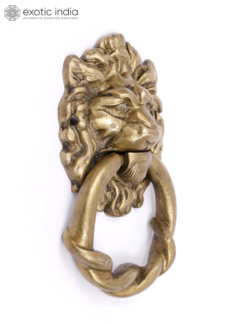 6" Lion Face Door Knocker in Brass