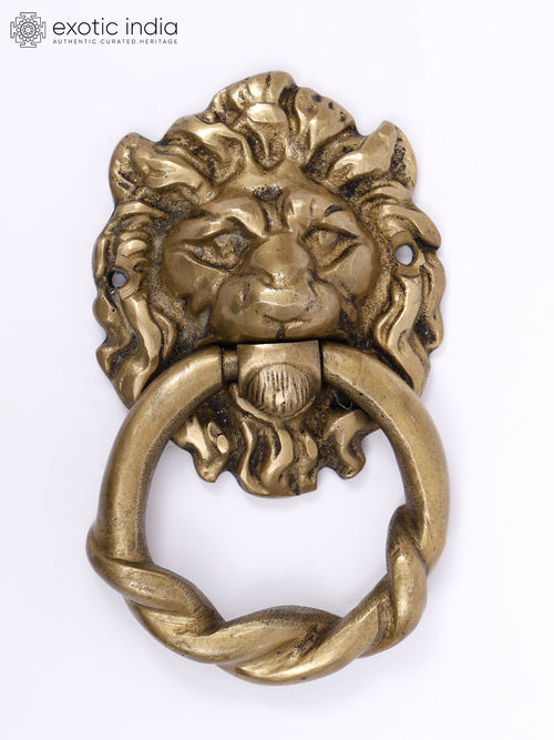 6" Brass Lion Face Door Knocker Handmade