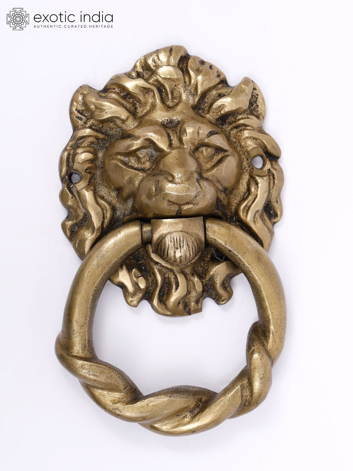 6" Brass Lion Face Door Knocker Handmade