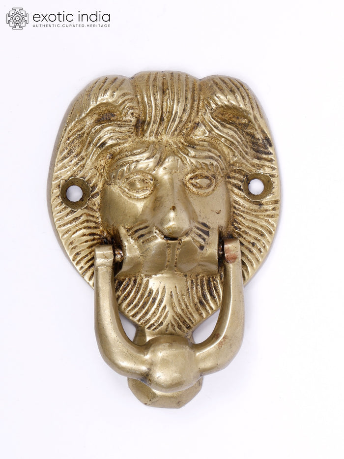 3" Lion Face Brass Door Knocker for Home Decor