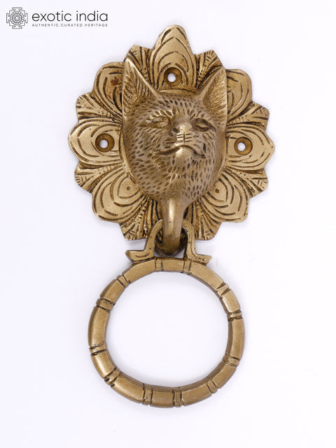7" Cat Face Brass Door Knocker