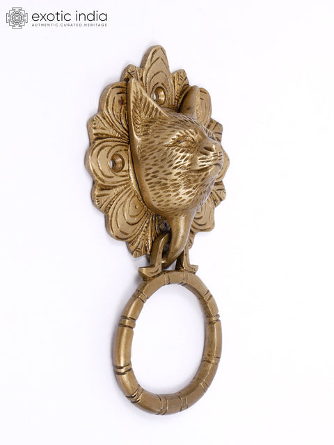 7" Cat Face Brass Door Knocker