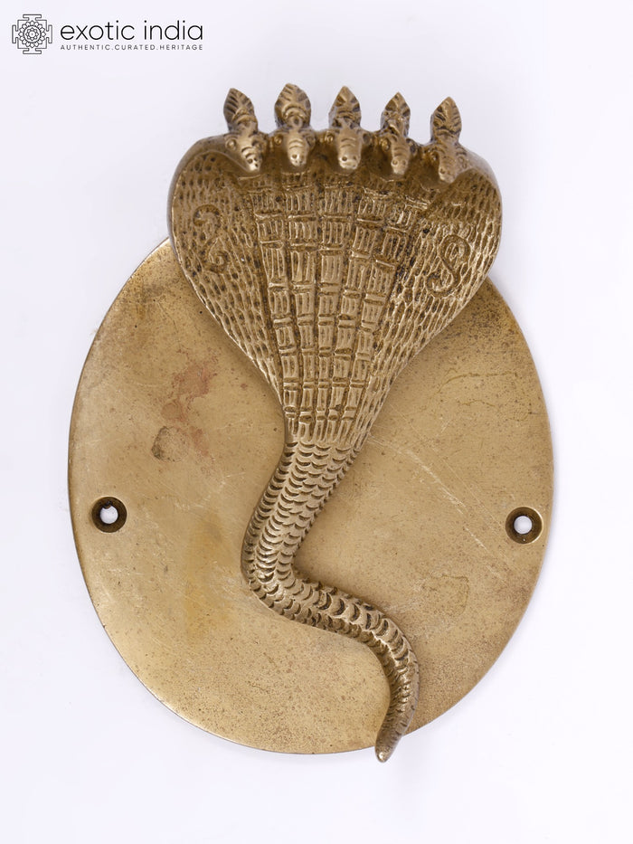 6" Five Hooded Snake Brass Door Knocker