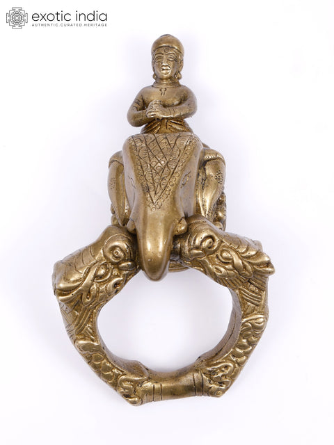 7" King on Elephant Brass Door Knocker