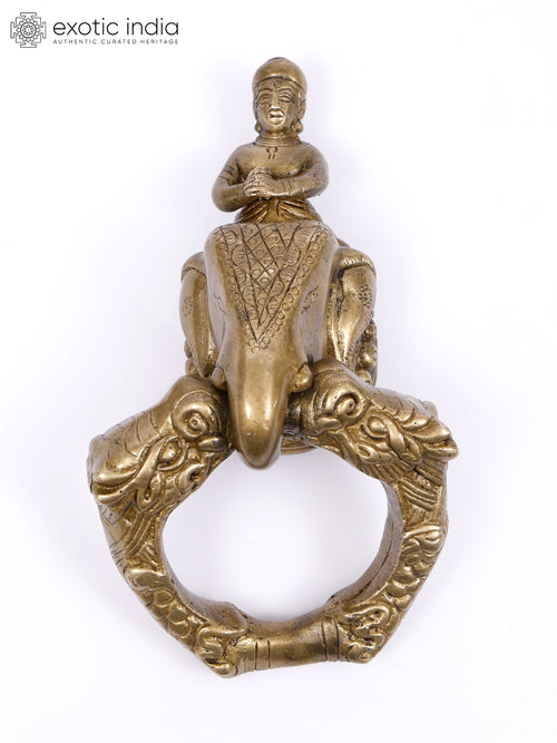 7" King on Elephant Brass Door Knocker for Home Decor
