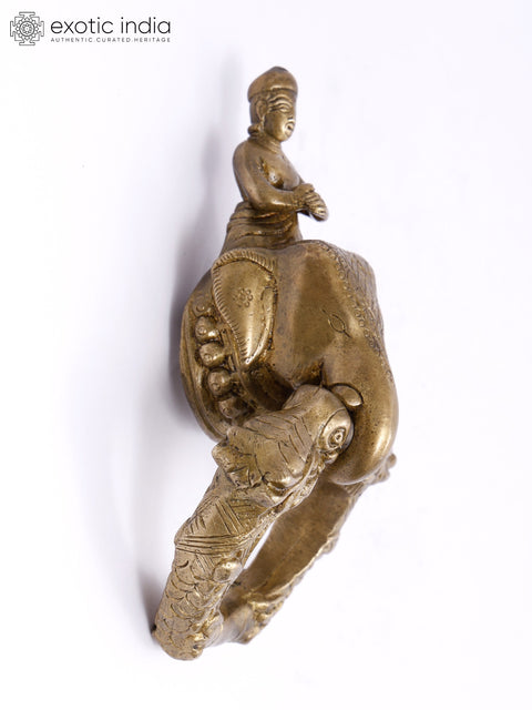 7" King on Elephant Brass Door Knocker