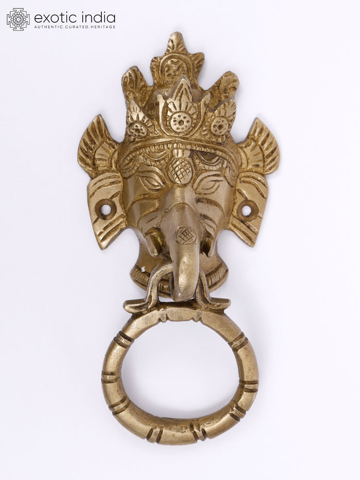 6" Lord Ganesha Handmade Brass Door Knocker