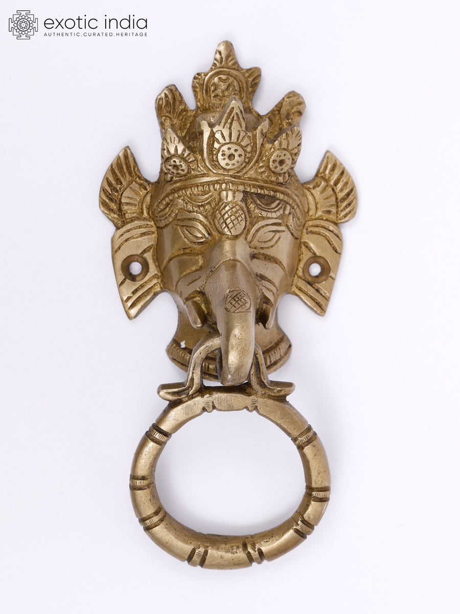 6" Lord Ganesha Handmade Brass Door Knocker