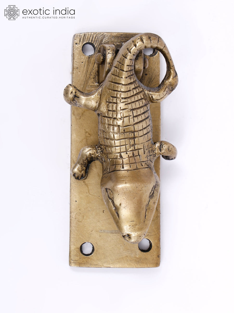 4" Crocodile Brass Door Knocker for Home Decor