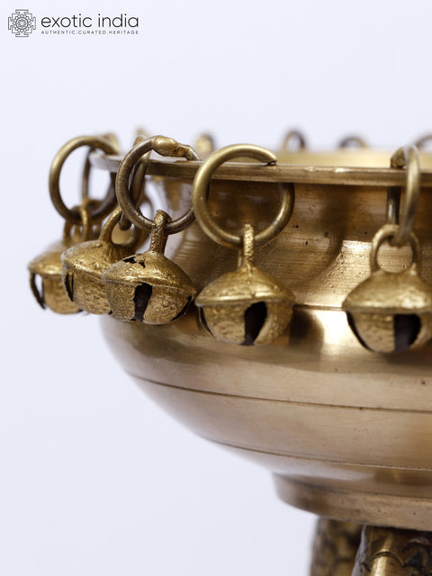 8" Brass Fish Design Urli with Ghungroos