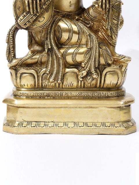 10" Veenavadini: Saraswati Playing Veena Brass Statue