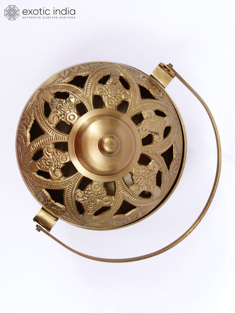 6" Brass Puja Basket/Dhoop Dani | Traditional Incense Burner