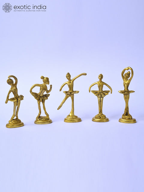 4" Small Brass Ballerinas Set | Table Decor