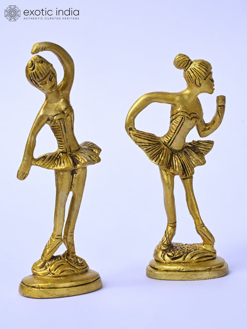 4" Small Brass Ballerinas Set | Table Decor