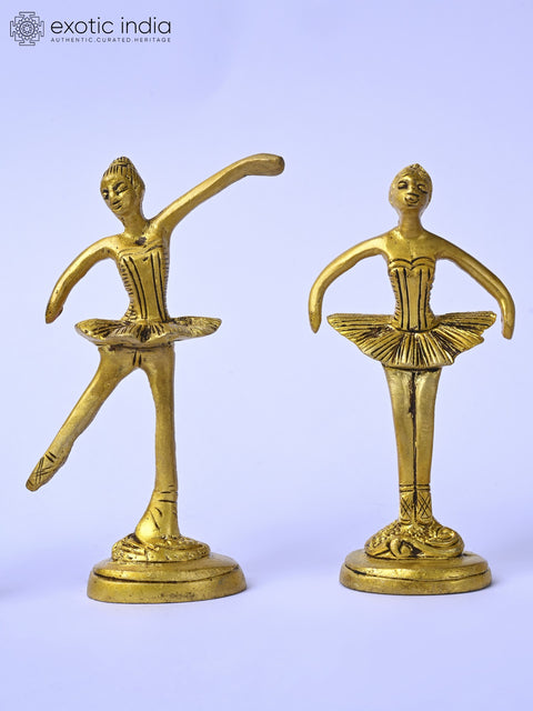4" Small Brass Ballerinas Set | Table Decor