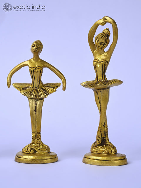 4" Small Brass Ballerinas Set | Table Decor