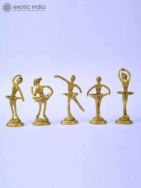 4" Small Brass Ballerinas Set | Table Decor