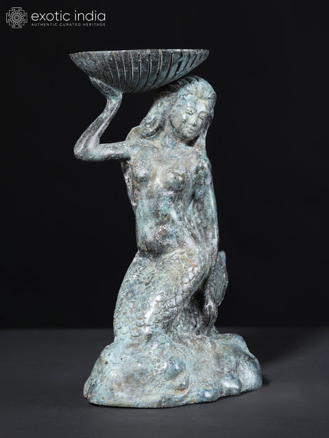 8" Mermaid with Tealight Holder | Brass Statue from Bali