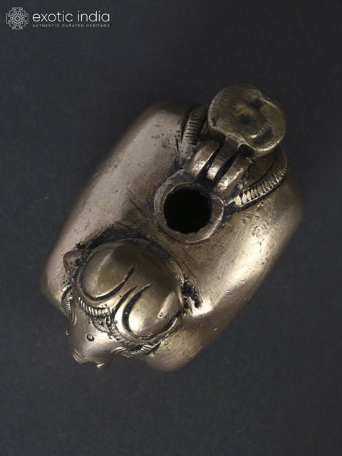 3" Small Elephant Design Ink Pot in Brass