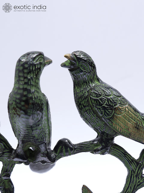 9" Owl and Sparrow Couples | Decorative Brass Statue