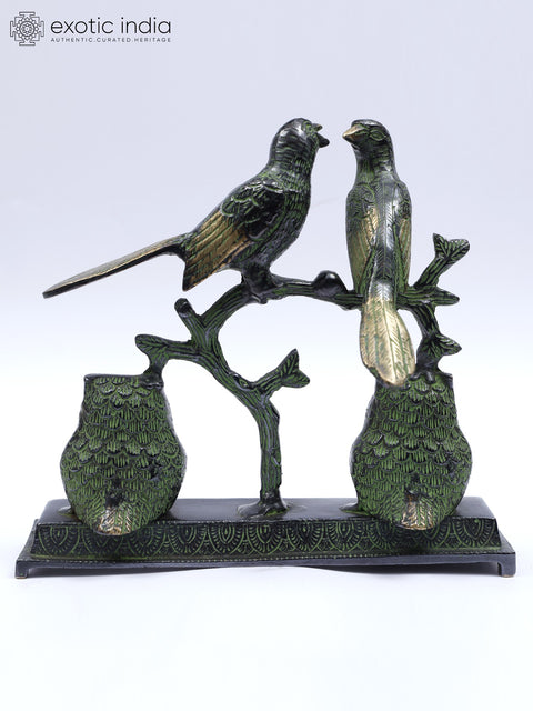 9" Owl and Sparrow Couples | Decorative Brass Statue