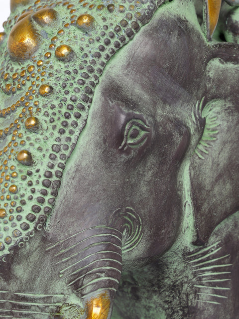 16" Elephant with Mahout | Brass Statue | Table Decor