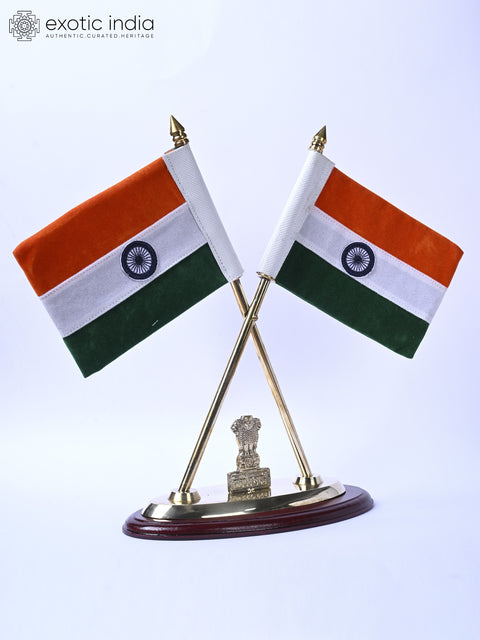 14" National Emblem with Indian Flags | Table Decor