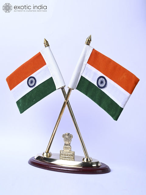 14" National Emblem with Indian Flags | Table Decor