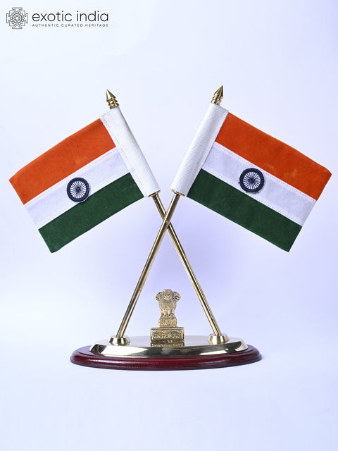 14" National Emblem with Indian Flags | Table Decor