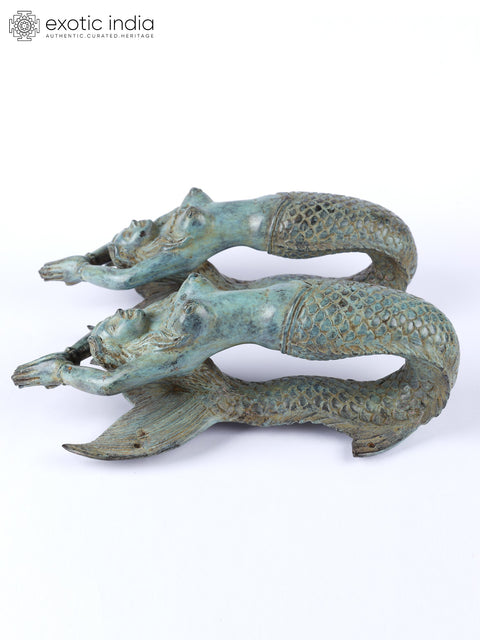 12" Stylized Pair of Mermaid Design Door Handles from Indonesia