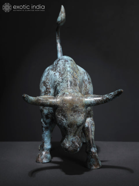 19" Angry Bull | Home Decor | Balinese Brass Statue