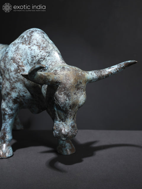 19" Angry Bull | Home Decor | Balinese Brass Statue