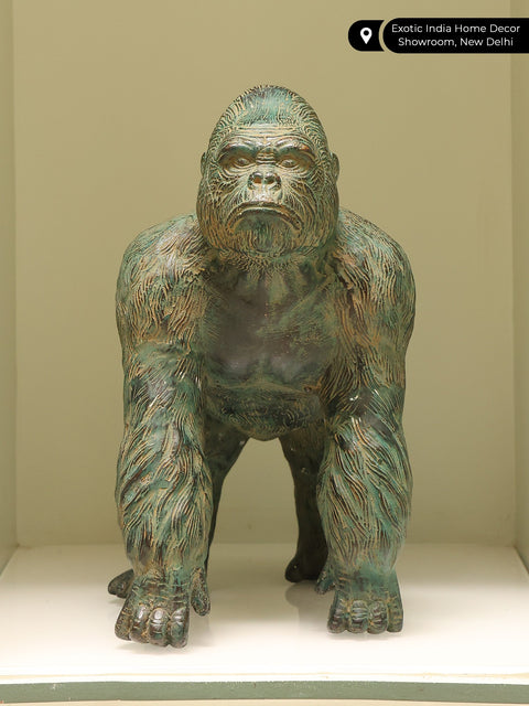 12" Gorilla Brass Statue from Indonesia