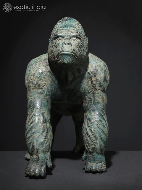 12" Gorilla Brass Statue from Indonesia
