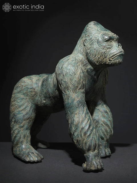 12" Gorilla Brass Statue from Indonesia