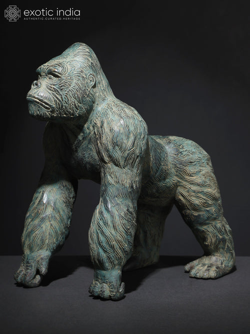 12" Gorilla Brass Statue Handmade Home Decor