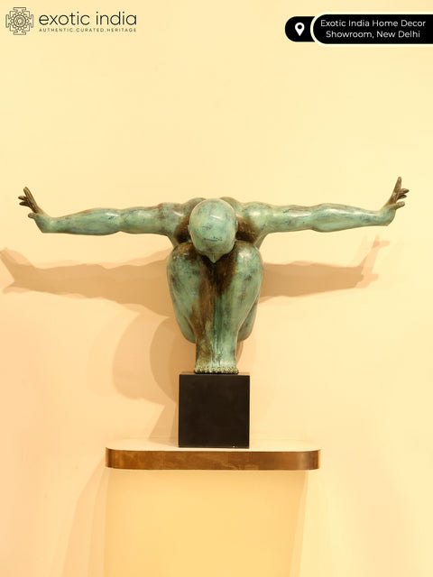 Equilibrium’s Edge: The Olympic Swimmer | Brass Sculpture from Indonesia