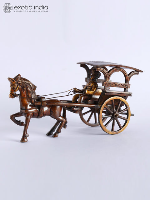 8" Vintage Horse Cart in Brass | Decorative Showpiece | Table Decor
