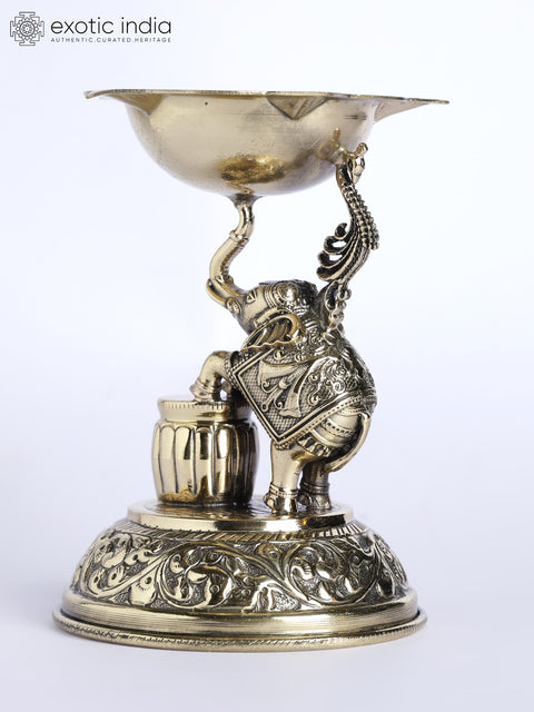 4" Small Size Superfine Elephant Lamp in Brass