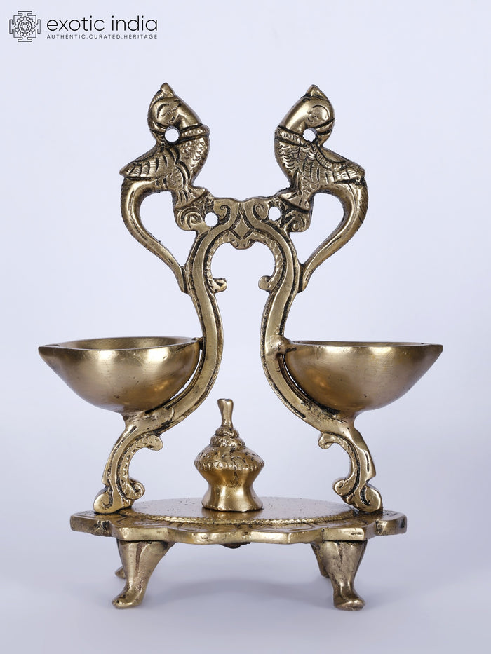 6" Brass Designer Peacocks Lamp for Home Decor