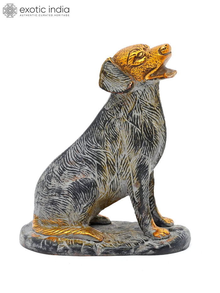 5" Small Brass Dog Figurine for Home Decor