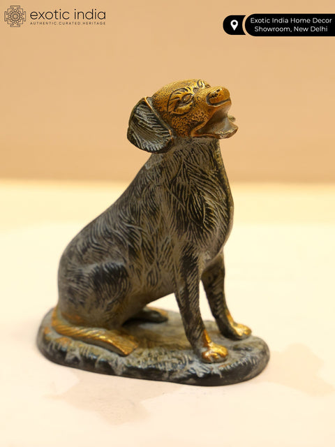5" Small Brass Dog Figurine | Table Decor
