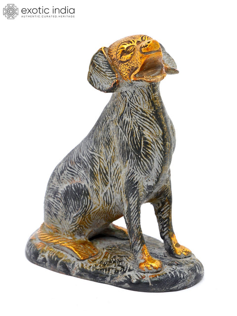 5" Small Brass Dog Figurine | Table Decor