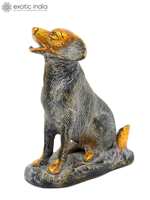 5" Small Brass Dog Figurine | Table Decor