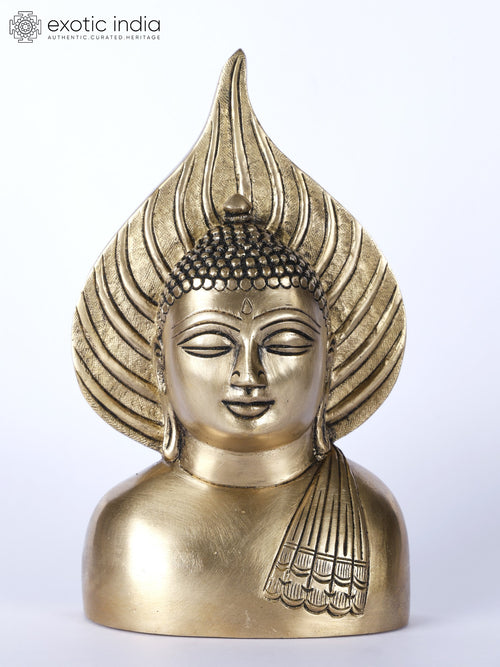 7" Brass Buddha Bust Wall Hanging Statue for Home Decor
